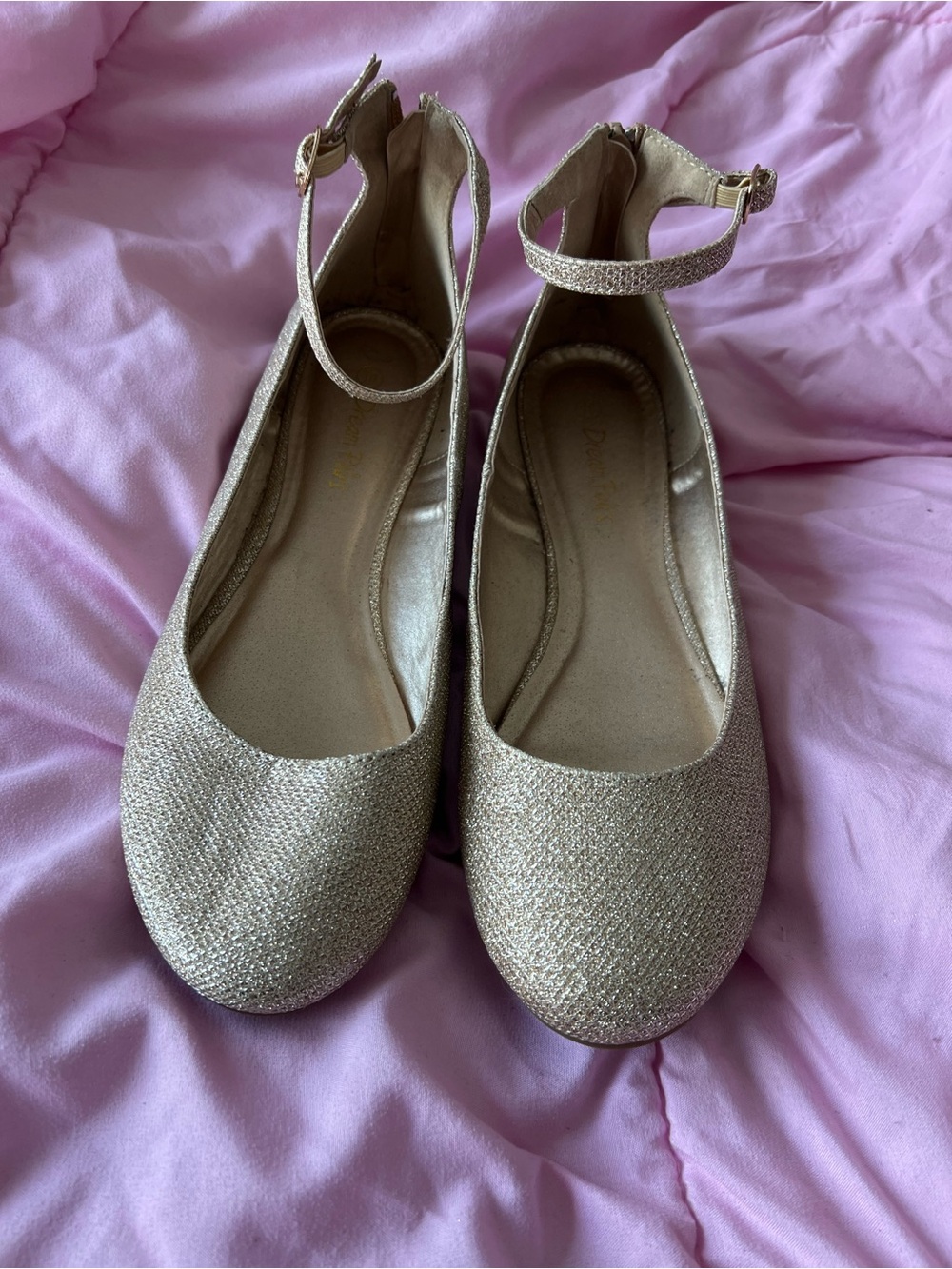 Dream Pairs Metallic Gold Ankle-Strap Flats